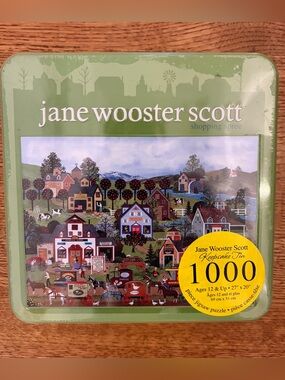 Vtg 2005 New Keepsake Tin Jane Wooster Scott Puzzle 1000pc 3314-6 Shopping Spree